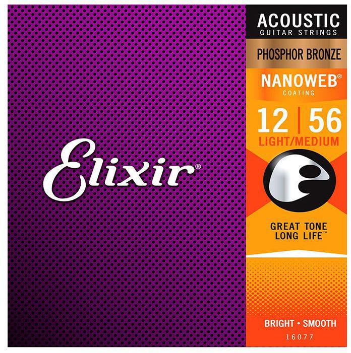 Elixir 16077 Nanoweb Phosphor Bronze 12-56 Acoustic Strings