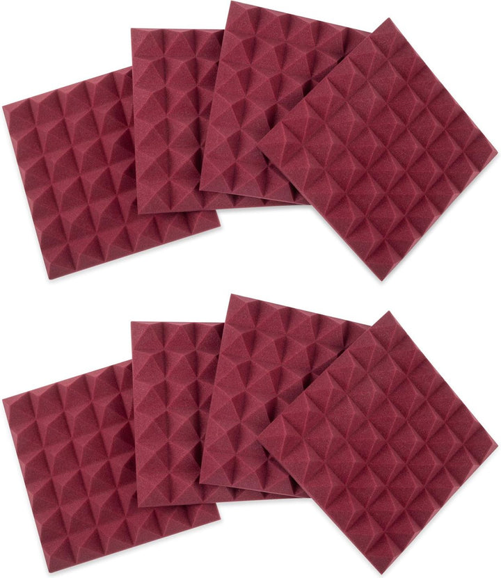 Gator Acoustic Foam Pyramid Panels 2" 12x12 Burgundy 8-pack (GFW-ACPNL1212PBDY-8PK)