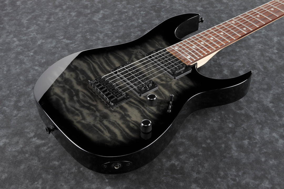 Ibanez GRG7221QATKS 7-string Electric Guitar Transblack 3