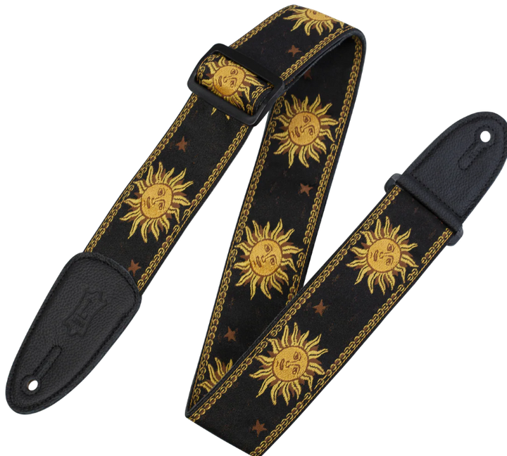Levys MPJG-SUN-BLK 2\" Wide Jacquard Guitar Strap - Black