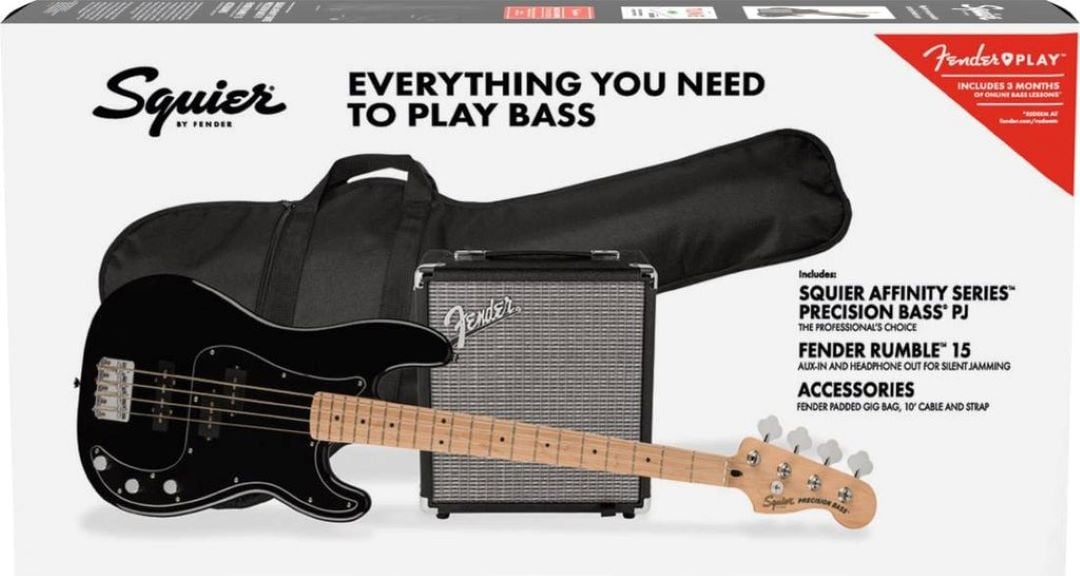 Squier Affinity Precision Jazz Bass Guitar Package - Black