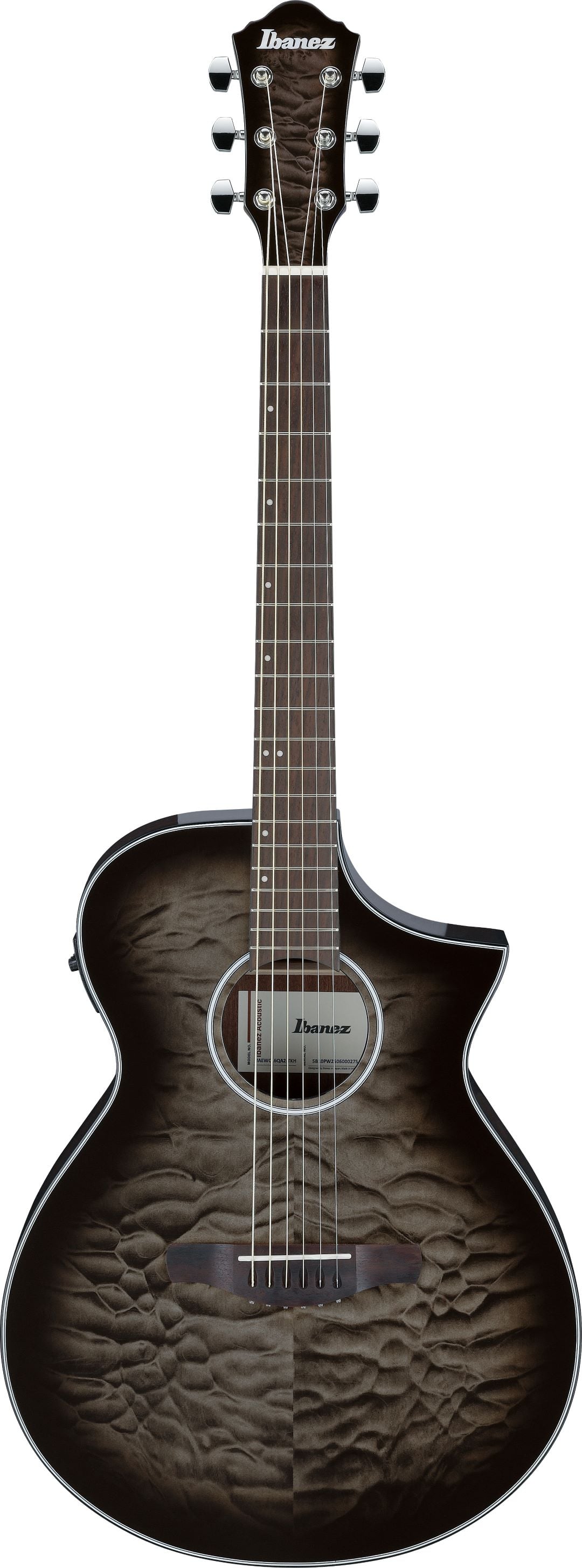 Ibanez AEWC16QATKH Acoustic Electric Guitar - Transparent Black Sunburst 2