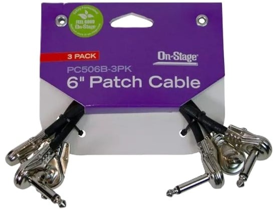 Onstage PC506B-3PK 6\" Patch Cable with Pancake Connectors - Black (3 Pack)