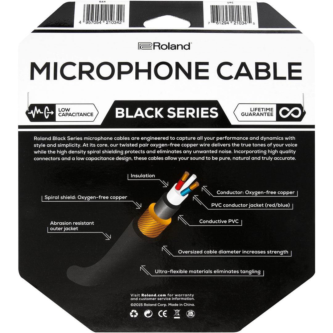 Roland 'Black Series' Microphone Cable (XLR Male to XLR Female) - 25 Feet