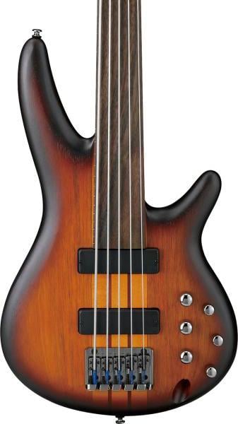 Ibanez Bass Workshop 5 String Fretless Bass Guitar  - Brown  Burst Flat