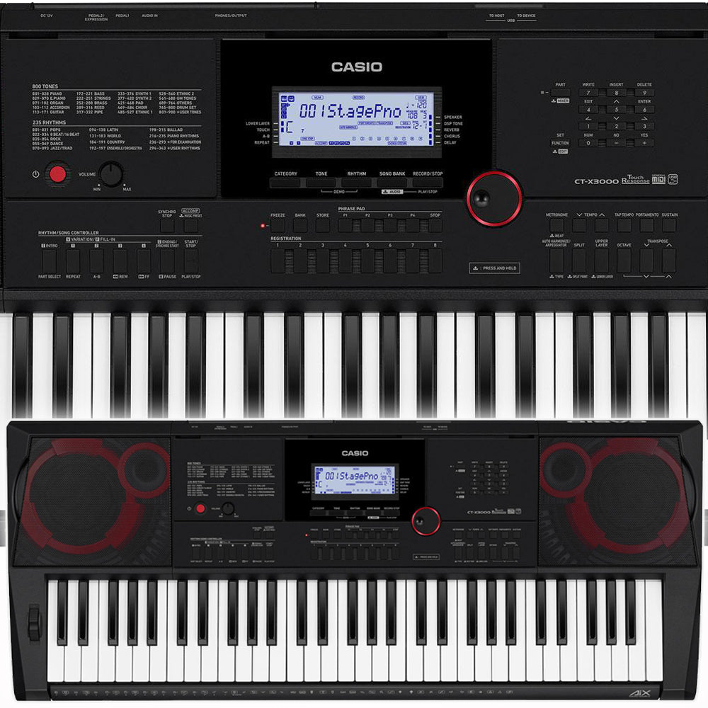 Casio CT-X3000 61 Portable Keyboard with Touch Response & AC Adapter (Black)
