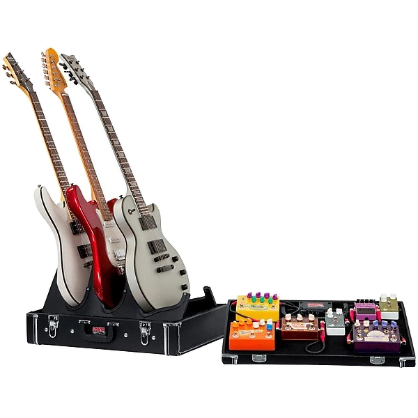 Gator Gig-Box Jr Pedal Board/Guitar Stand & Case - Black With Power Supply