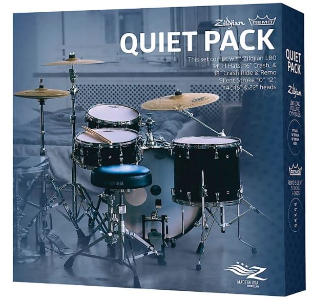 Zildjian LV468RH Low Volume Quiet Pack w/ Remo Silent Stroke Drumheads