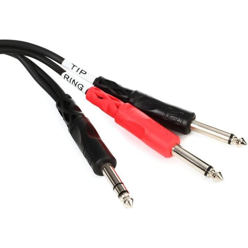 Hosa STP201 1/4" (Male Stereo) - (2) 1/4" (Male Mono) Cable 3.3'