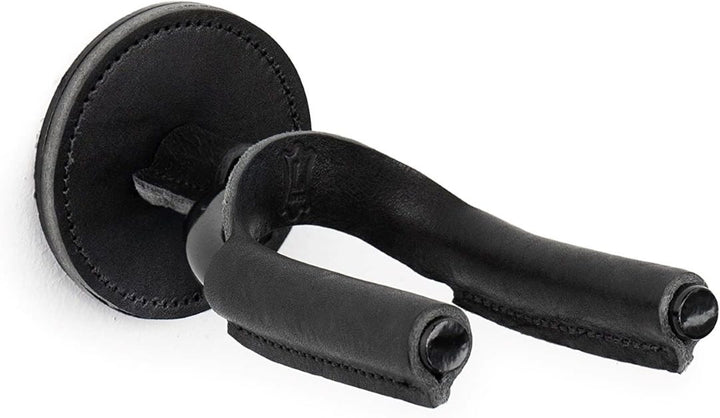Levy LVY-FGHNGR-BKBK Forged Steel Guitar Hanger - Black Metal With Black Leather Wraps