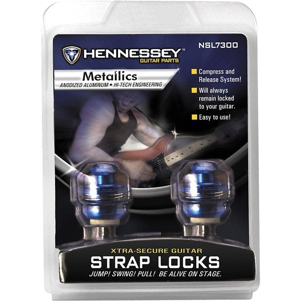 Onstage NSL7300BL Metallics Series Strap Locks Blue