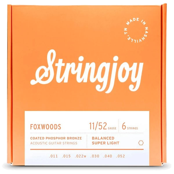 Stringjoy Foxwoods Coated Phosphor Bronze Acoustic Guitar Strings - Super Light Gauge