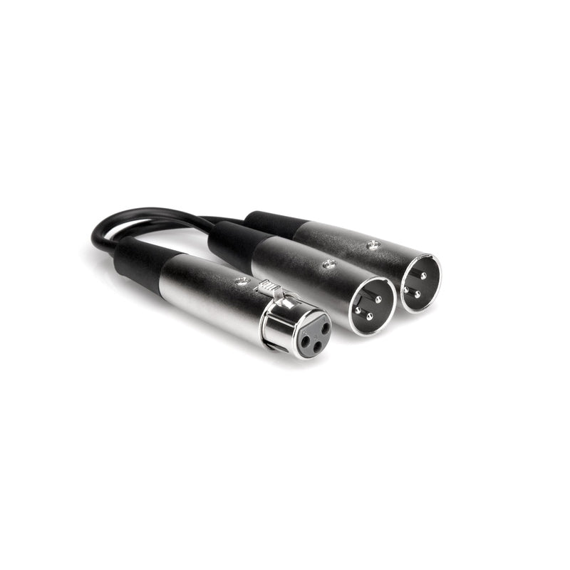 Hosa YXM121 6 inch XLR Female to Dual XLR Male Adapter