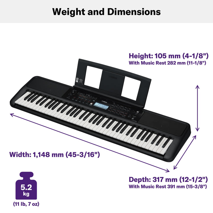Yamaha PSREW320 76-Key Portable Keyboard - With AC Adapter