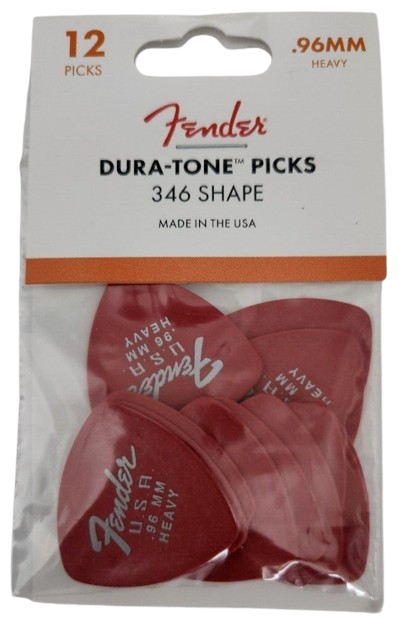 Fender 346 Dura-Tone Delrin Pick .96 Guitar Picks - Fiesta Red (12-Pack)