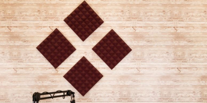 Gator Acoustic Foam Pyramid Panels 2" 12x12 Burgundy 8-pack (GFW-ACPNL1212PBDY-8PK)