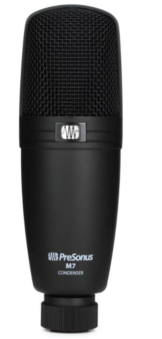 PreSonus M7 Cardioid Electret Condenser Microphone with Stand Mount, Cable and Case