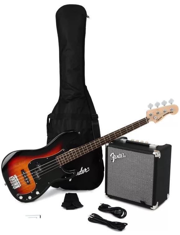 Squier Affinity Pbass PJ Bass Guitar Pack Laurel Neck 3-Color Sunburst