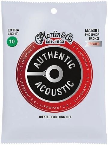 Martin MA530T Lifespan 2.0 Phosphor Bronze Authentic Acoustic Guitar Strings - Extra Light