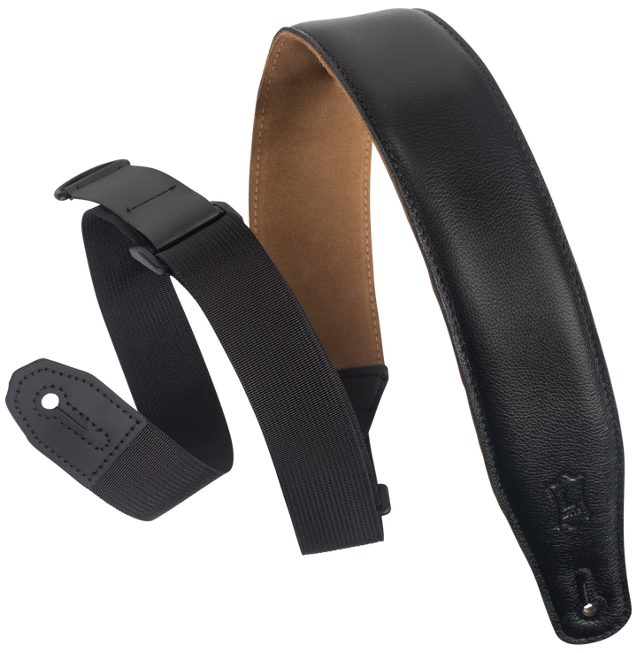 Levys MRHGS-BLK 2.5\" Wide Garment Leather Ripchord Guitar Strap - Black