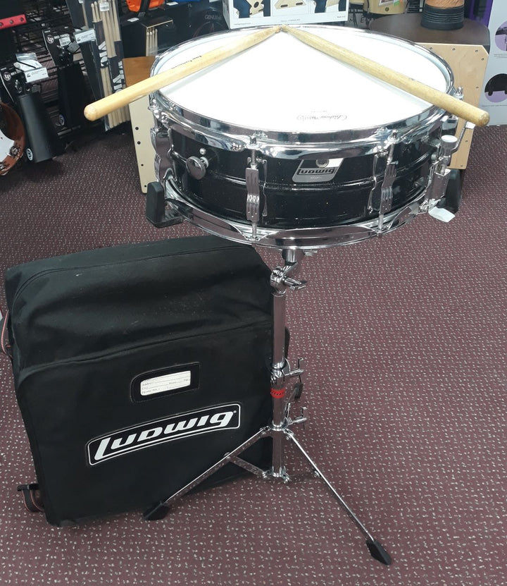 Used Ludwig LM404 Galaxy Snare Drum Kit - With Stand, Case, & Sticks