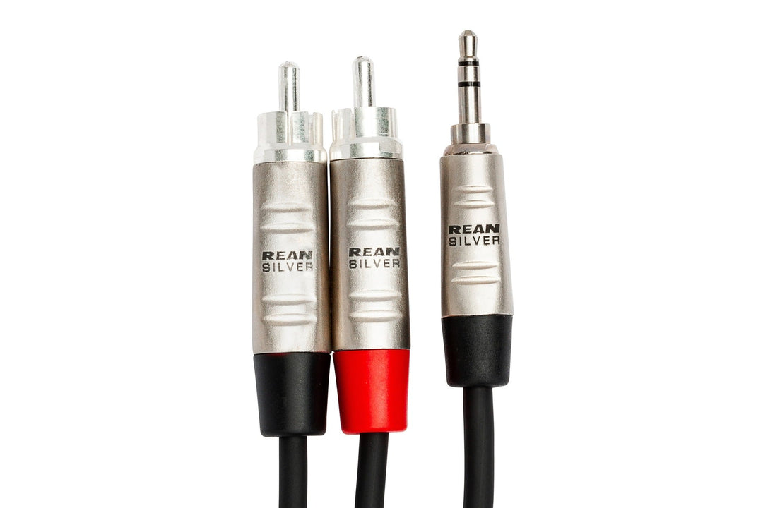 Hosa HMR-003Y 3.5mm TRS to Dual RCA Male Pro Stereo Breakout Cable  - 3 Foot 3