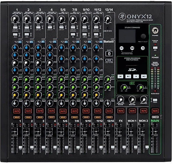 Mackie Onyx12 12-Channel Premium Analog Mixer - With Multi-Track USB and Bluetooth