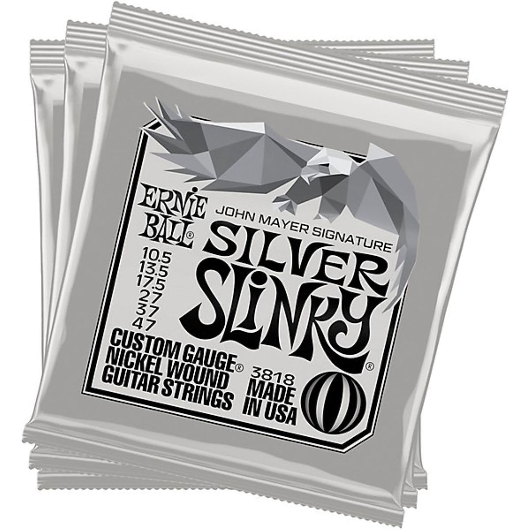 Ernie Ball John Mayer Silver Slinky Nickel Wound Electric Guitar Strings - 3 Pack Tin