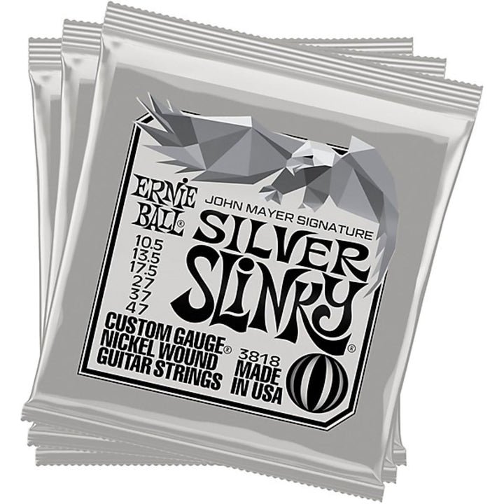 Ernie Ball John Mayer Silver Slinky Nickel Wound Electric Guitar Strings - 3 Pack Tin