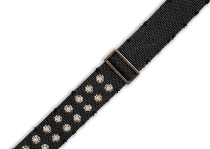 Levys 2\" Tear Wear Cotton Guitar Strap With Brass Eyelets & Tri-glide Adjustment (Black) 2
