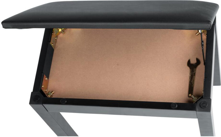 Gator Deluxe Wooden Piano Bench With Storage Compartment - Black 2