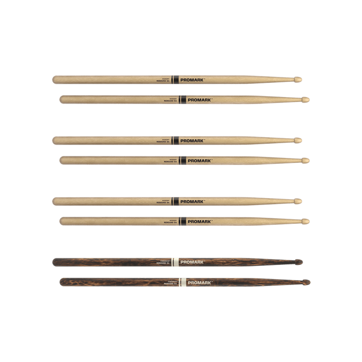 Promark RBH565AW-4PFG Rebound 5A Hickory Firegrain (Wood Tip) - 4 pack