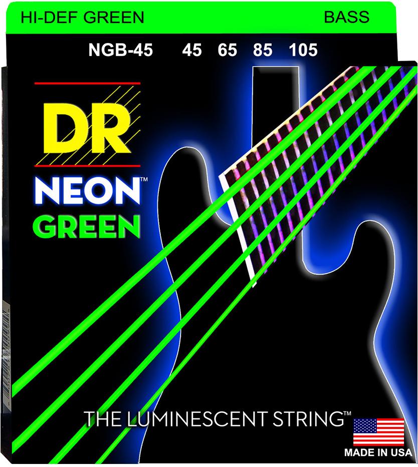 DR NGB45 Neon Green Medium Bass Strings 45-105