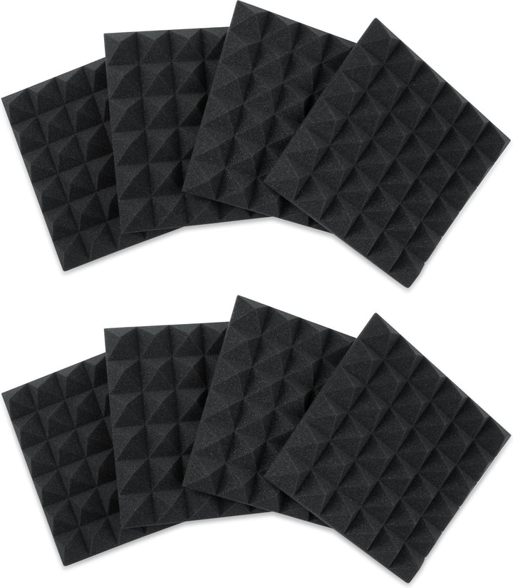 Gator Acoustic Foam Pyramid Panels 2" 12x12 Charcoal 8-pack (GFW-ACPNL1212PCHA-8PK)