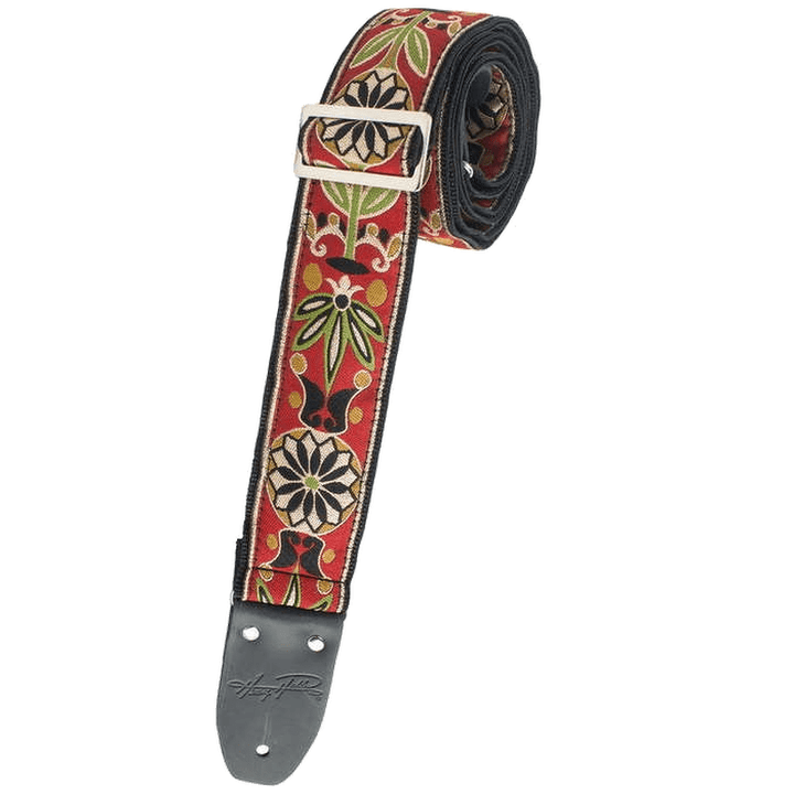 Henry Heller 2" Tri-Glide Woven Jacquard Guitar Strap - Red Green Gold