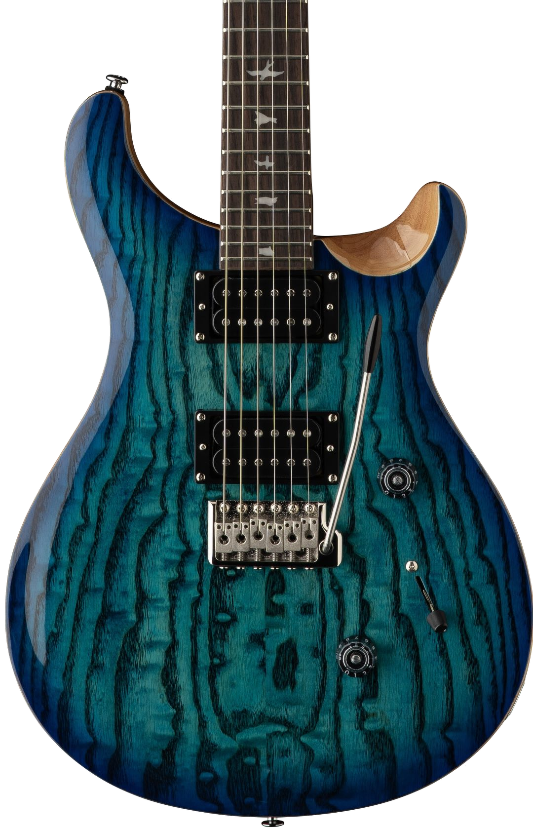 PRS 'Limited Edition' SE Custom 24 Burled Ash Electric Guitar - Lake Blue With Natural Back