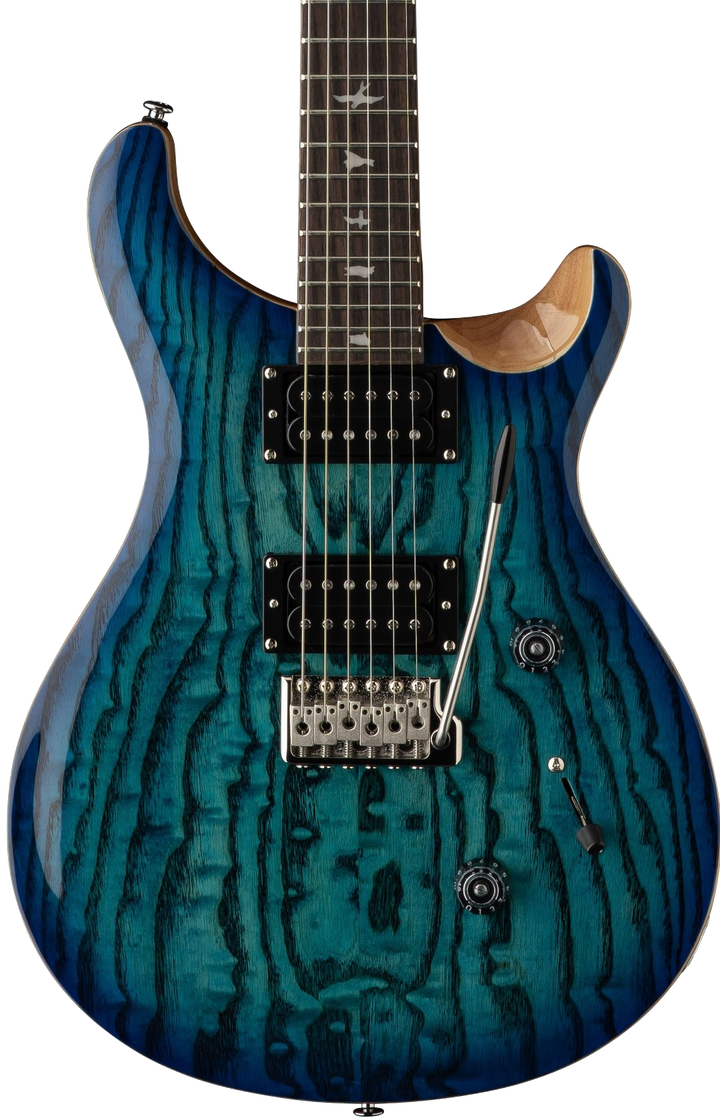 PRS 'Limited Edition' SE Custom 24 Burled Ash Electric Guitar - Lake Blue With Natural Back
