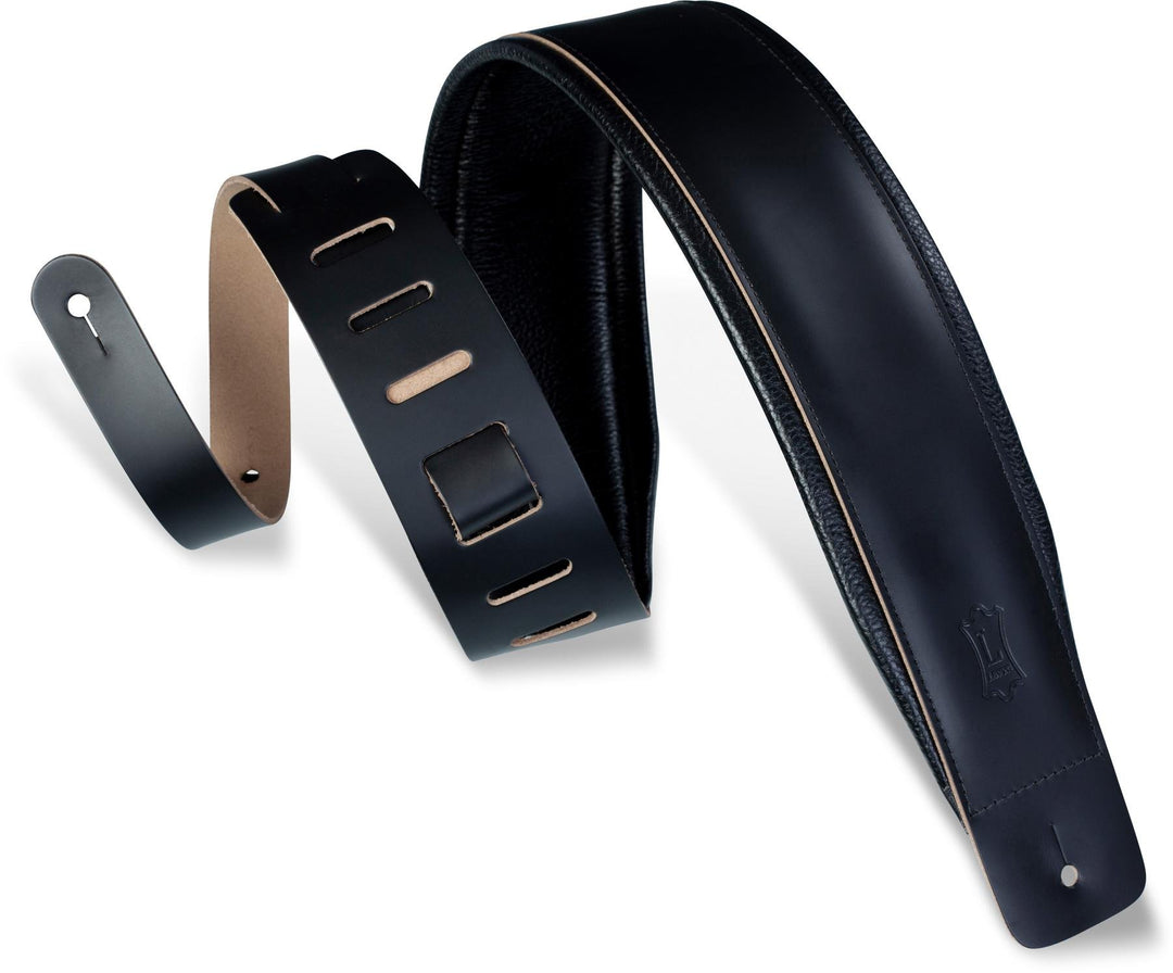 Levy M26PD 3-Inch Leather Guitar Strap with Foam Wrap (Black)