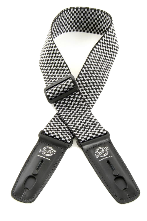 Lock-It Straps 2" Poly Pro Guitar Strap - Silver & Black