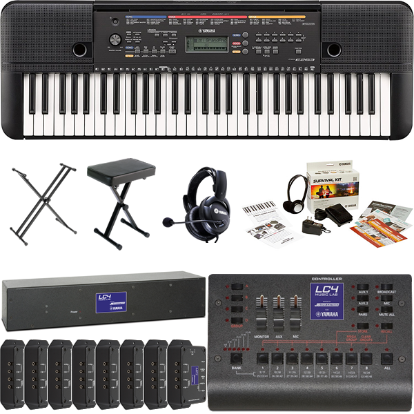 Yamaha LC4 Basic Music Lab for 8 Students and 1 Teacher with PSRE283 Keyboards