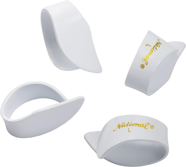 National NP8W-04 Large Celluloid Thumb Picks - White (4 Pack)