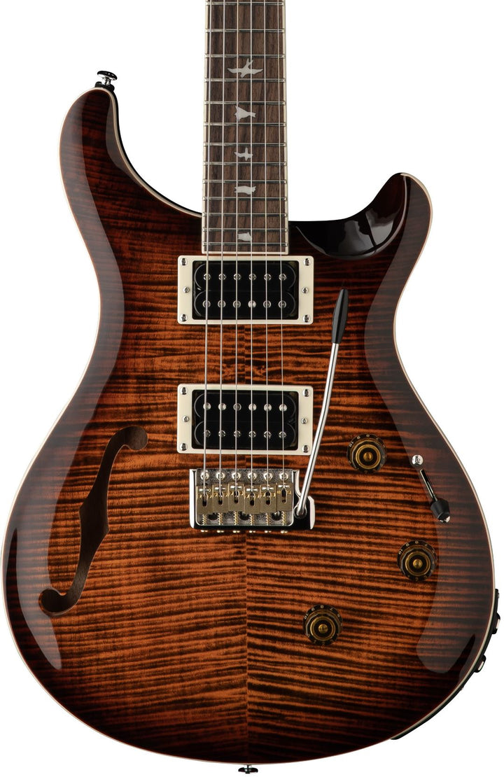 PRS SE Custom 24 Semi-Hollow Piezo Electric Guitar - Orange Tiger Smokeburst