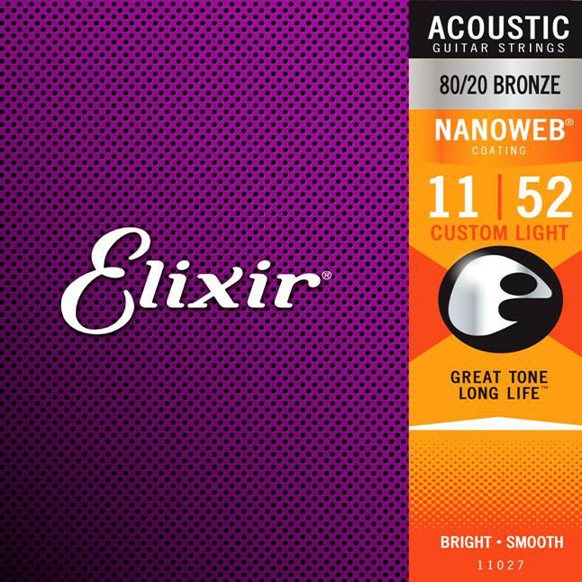 Elixir Acoustic 80/20 Bronze NANOWEB 6-String Set - Cust. Lt.