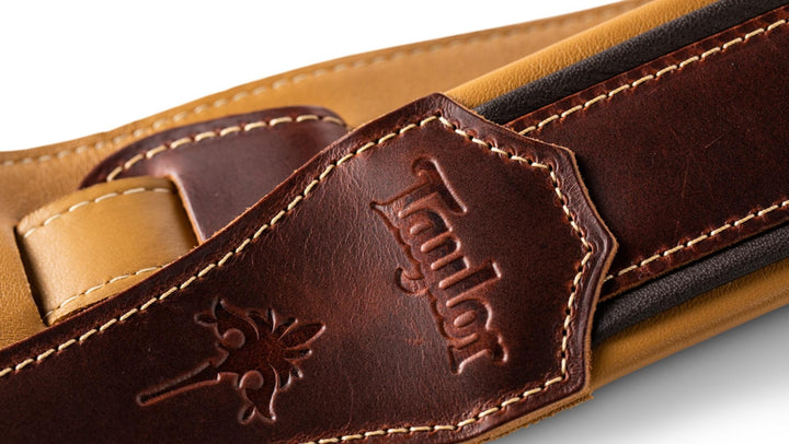Taylor Ascension 3\" Cordovan Leather Guitar Strap - Black/Butterscotch 6