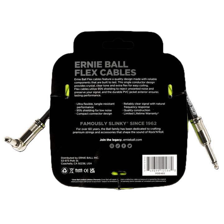 Ernie Ball 10' Flex Instrument Cable Straight/Angle - Green 2