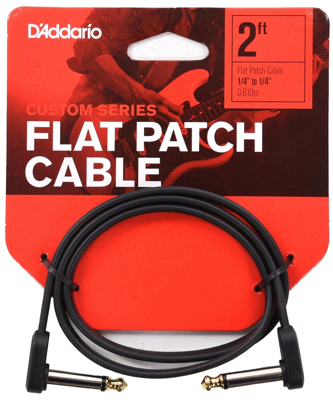 D'Addario PW-FPRR-02 Right Angle to Right Angle Flat Patch Cable - 2 Foot