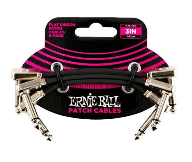 Ernie Ball Ernie Ball 3" Flat Ribbon Patch Cable 3-Pack - (Black)