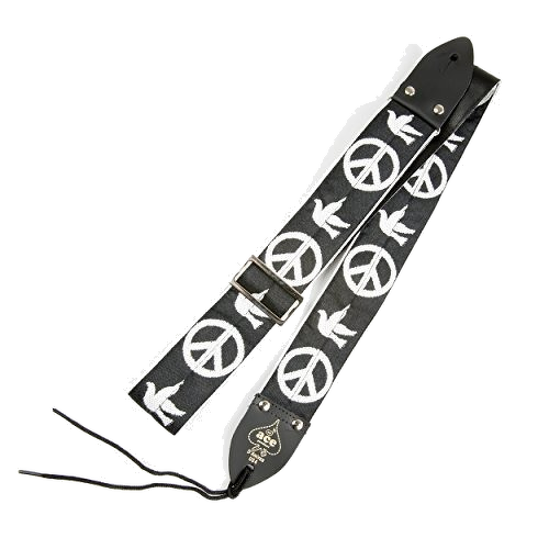D'Andrea 2\" Ace 6 Vintage Reissue Guitar Strap - Peace & Dove Black 3