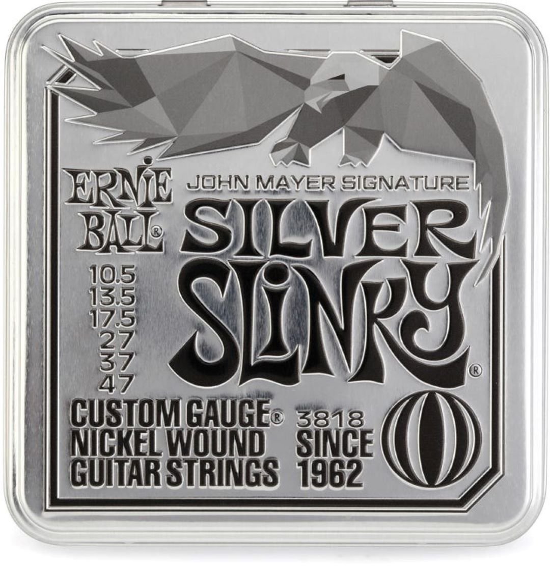 Ernie Ball John Mayer Silver Slinky Nickel Wound Electric Guitar Strings - 3 Pack Tin