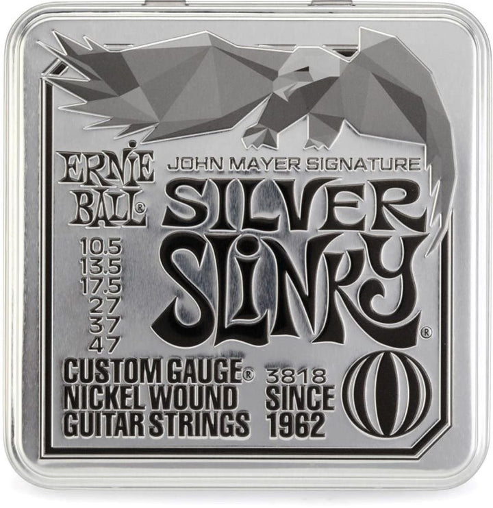 Ernie Ball John Mayer Silver Slinky Nickel Wound Electric Guitar Strings - 3 Pack Tin